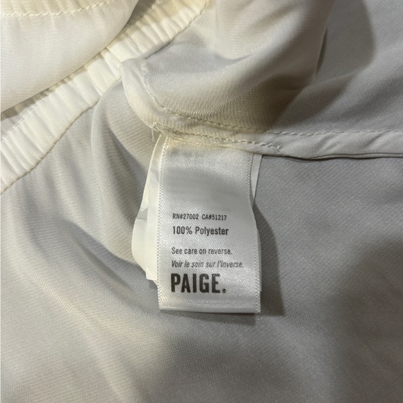 PAIGE White Satin Long Sleeve Peplum Blouse - Picture 6 of 7
